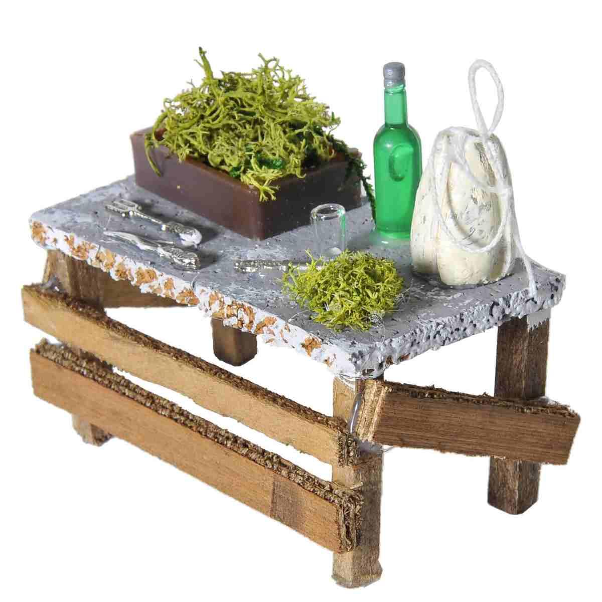 Tavolo Legno con Posate Verdura e Alimenti Formaggi cm.9x5x7,5 | Rossi Rosa