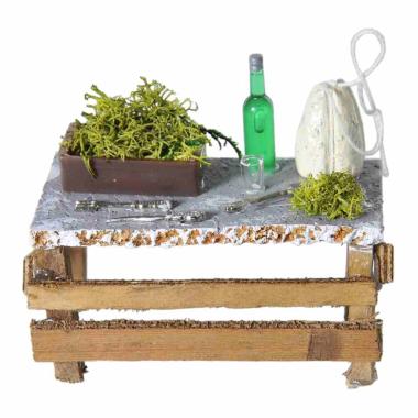 Tavolo Legno con Posate Verdura e Alimenti Formaggi cm.9x5x7,5 | Rossi Rosa