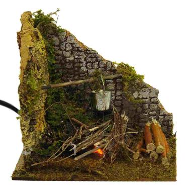 Fuoco Elettrico Effetto Fiamma con Secchiello cm.15x10x15 | Rossi Rosa