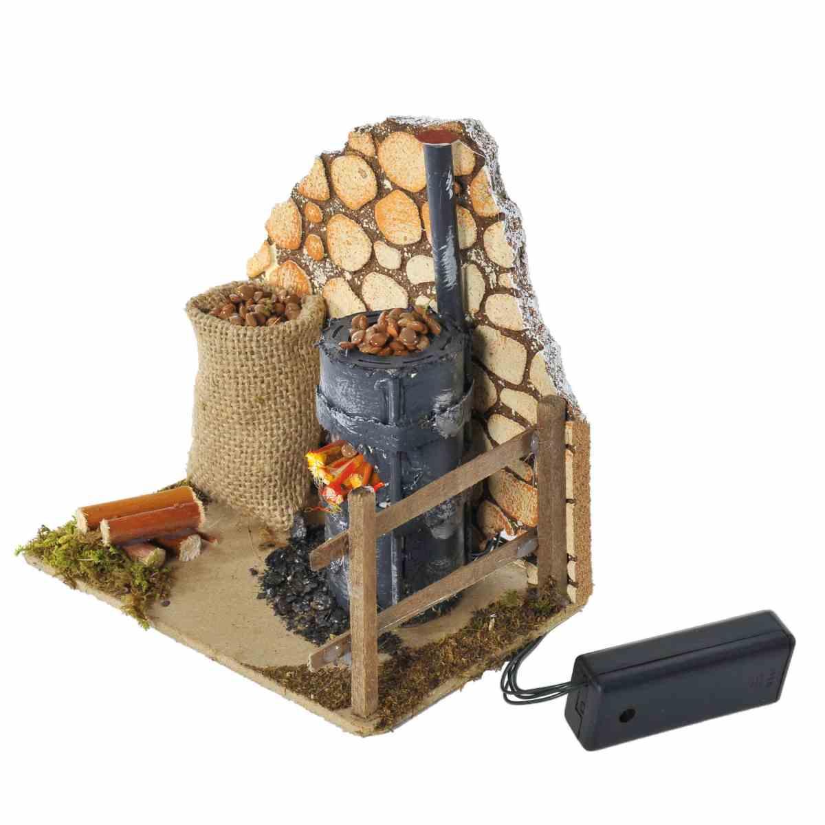 Fuoco Elettrico con Castagnaro 2 Led Tremolanti cm.10x15x15 | Rossi Rosa