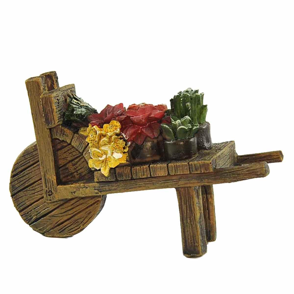 Statua cm.20 Fiorai con Carretto Set pz.3 | Rossi Rosa