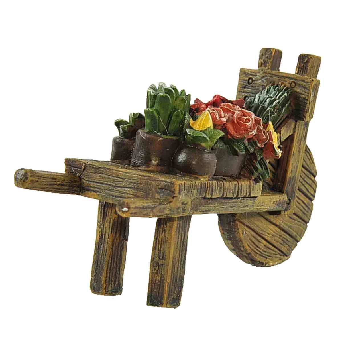 Statua cm.20 Fiorai con Carretto Set pz.3 | Rossi Rosa