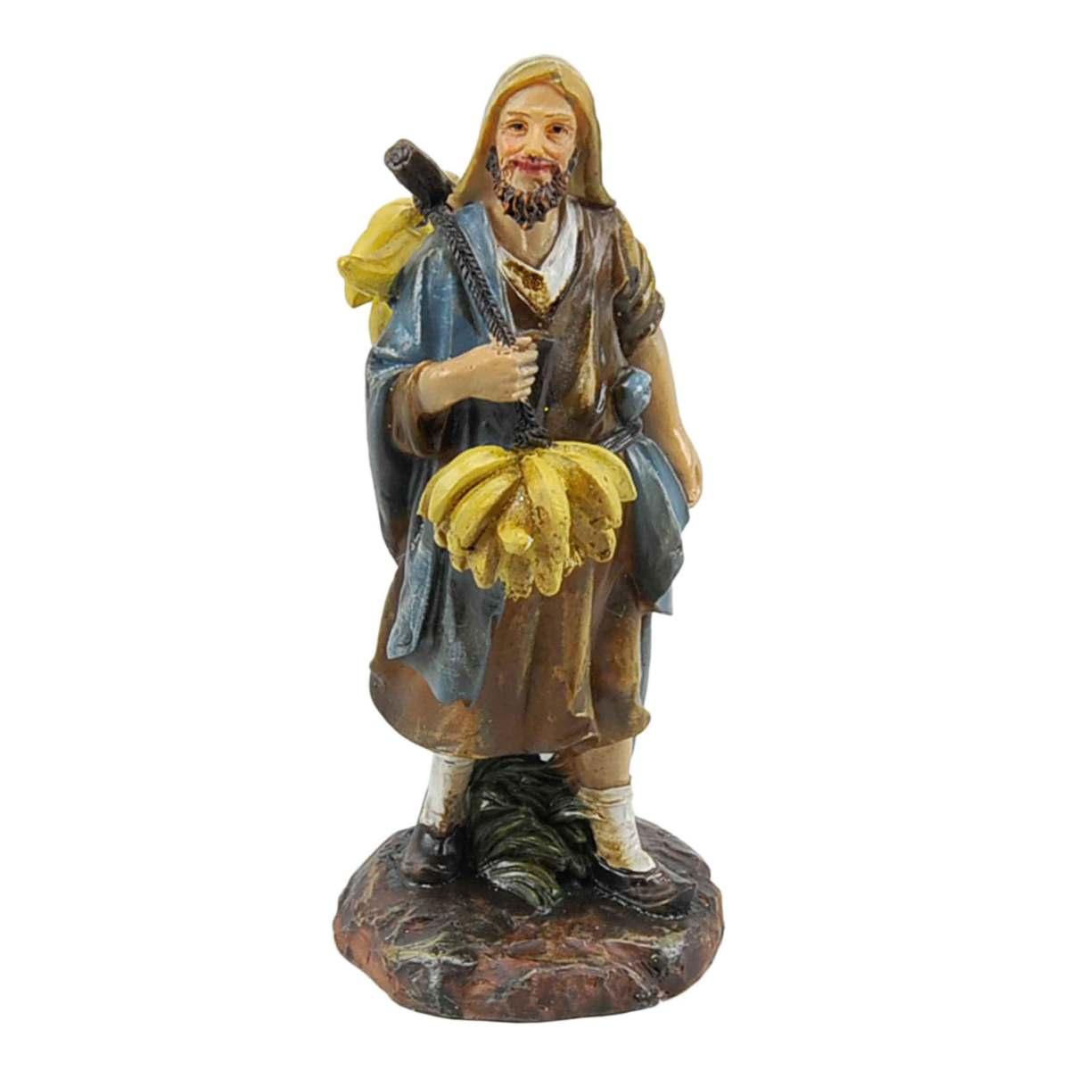 Statua cm.13 Fruttivendolo con Banco Set pz.4 | Rossi Rosa