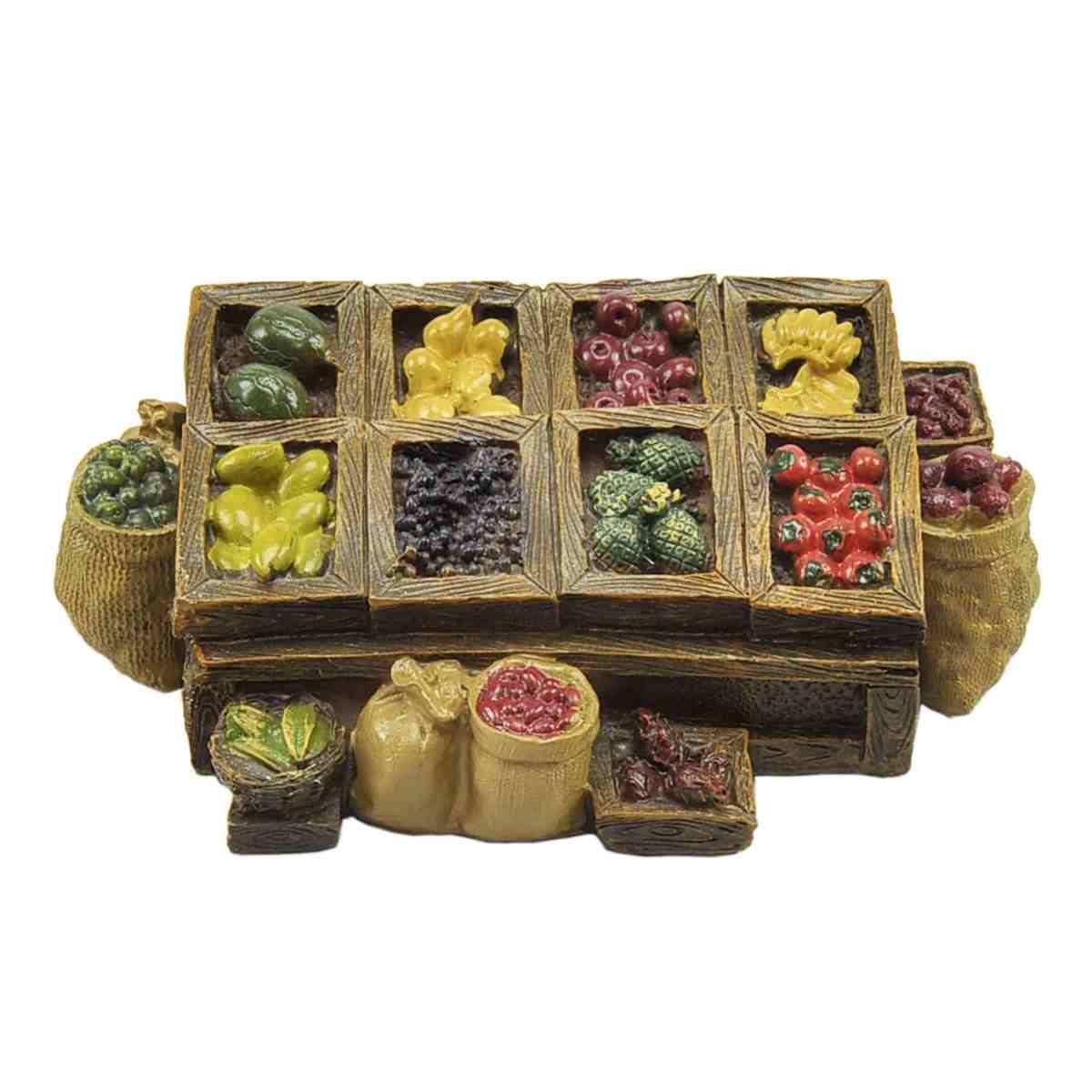 Statua cm.13 Fruttivendolo con Banco Set pz.4 | Rossi Rosa