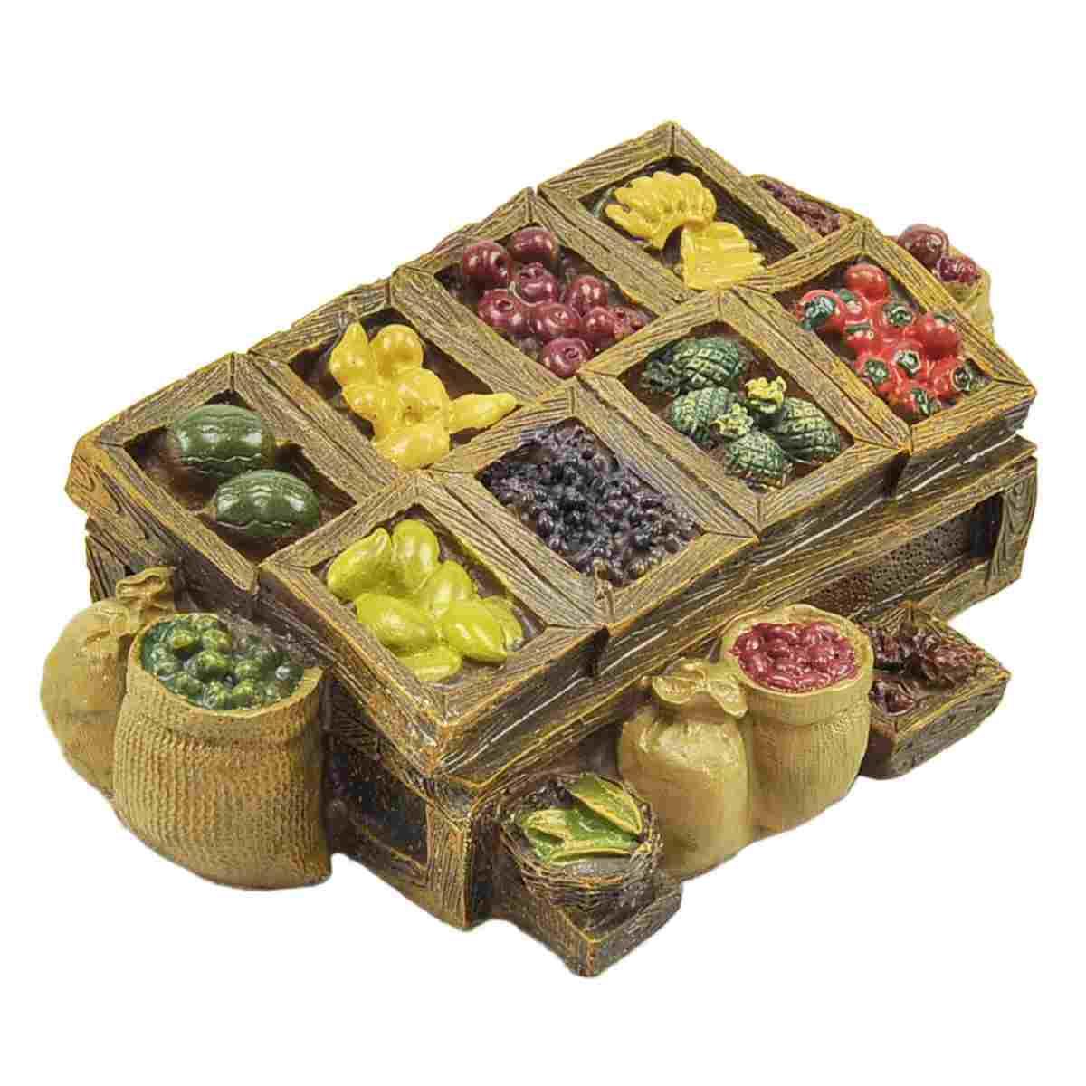 Statua cm.13 Fruttivendolo con Banco Set pz.4 | Rossi Rosa