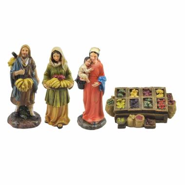 Statua cm.13 Fruttivendolo con Banco Set pz.4 | Rossi Rosa