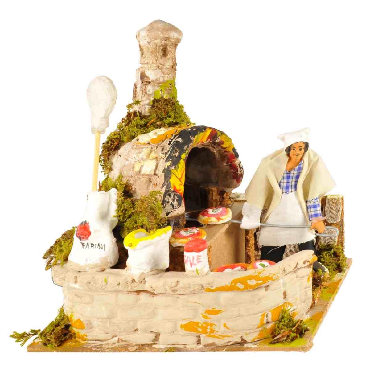 Statua con Movimento - Pizzaiolo e Fuoco cm.20 | Rossi Rosa