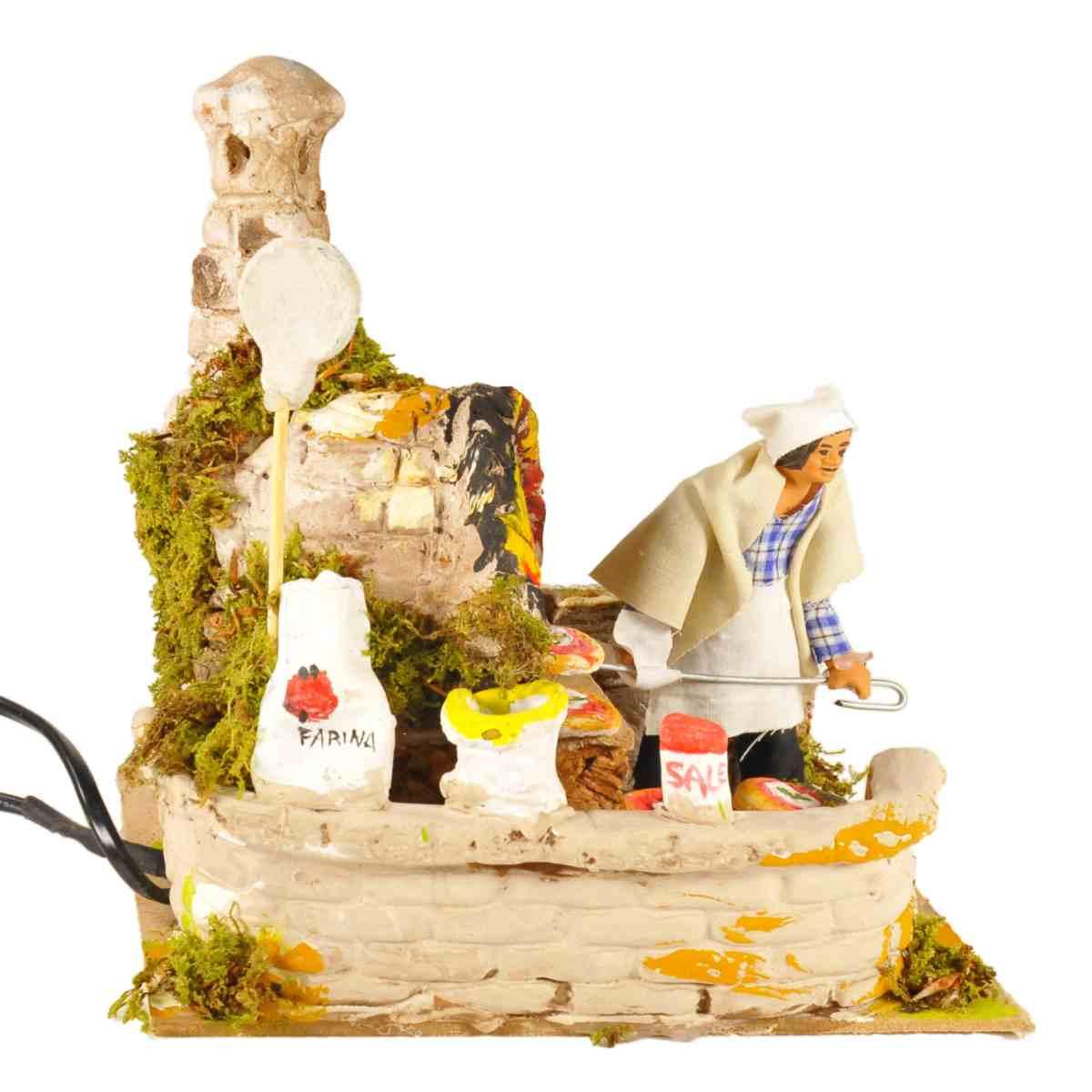 Statua con Movimento - Pizzaiolo e Fuoco cm.20 | Rossi Rosa