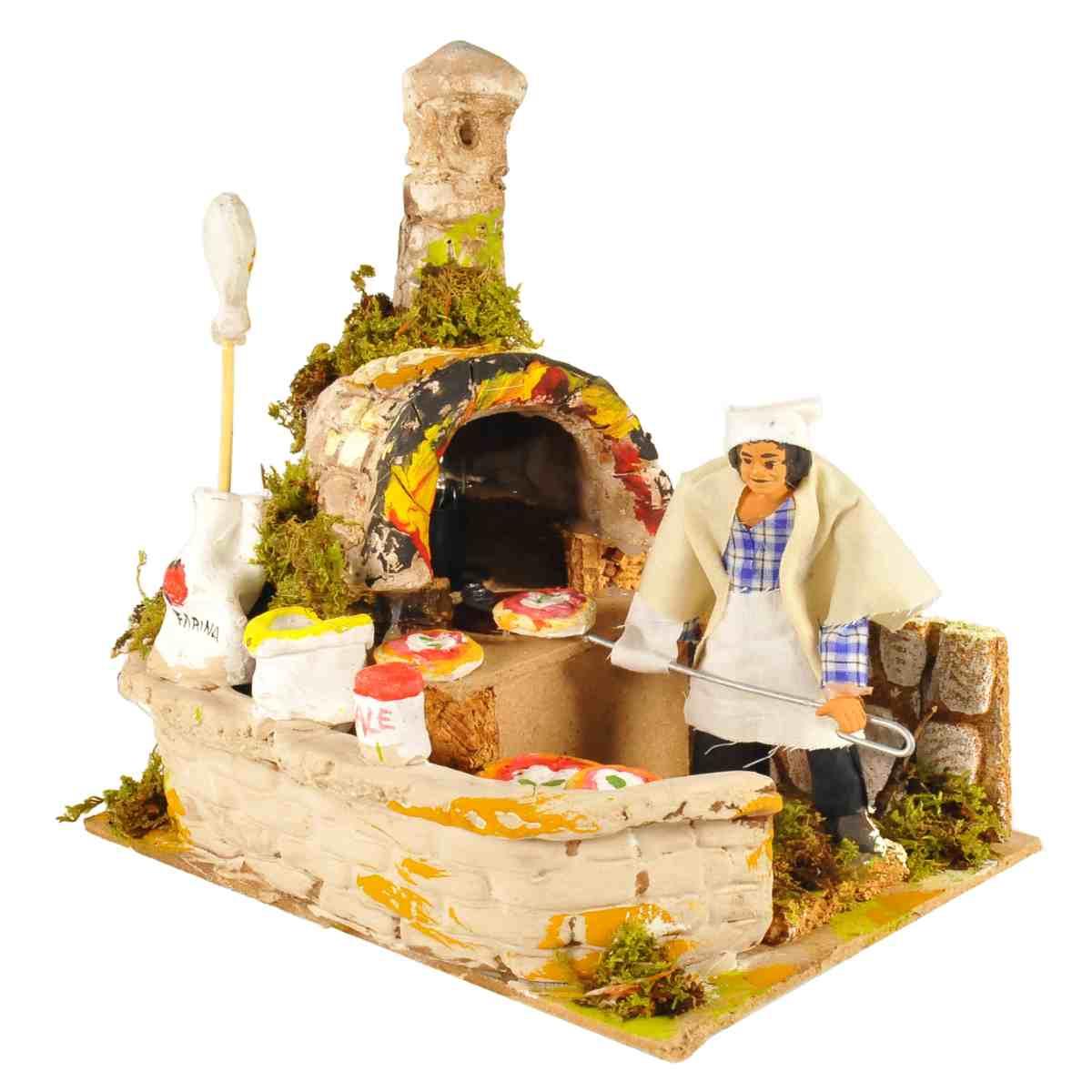 Statua con Movimento - Pizzaiolo e Fuoco cm.20 | Rossi Rosa