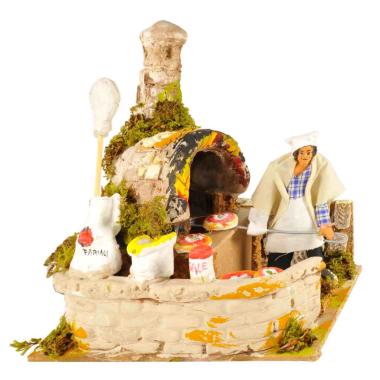 Statua con Movimento - Pizzaiolo e Fuoco cm.20 | Rossi Rosa