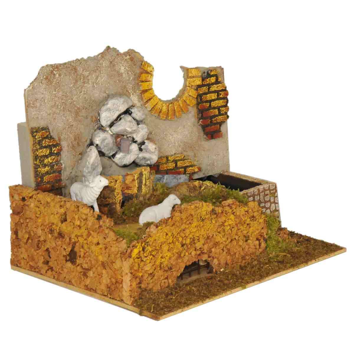 Fontana Elettrica con Pecore e Scalinata cm.24x21x19 | Rossi Rosa