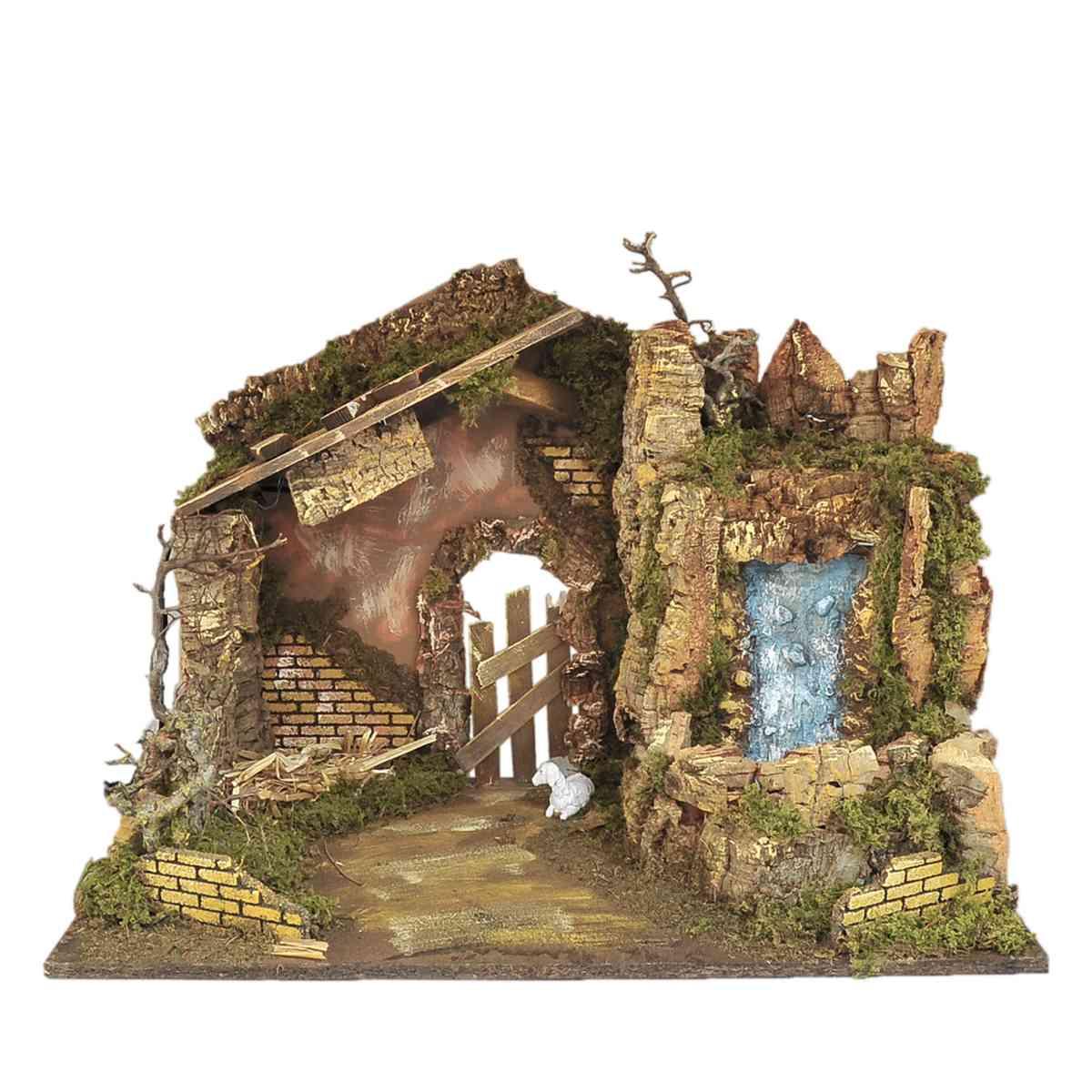 Capanna Legno con Luci Cascata cm.60x34x43 | Rossi Rosa