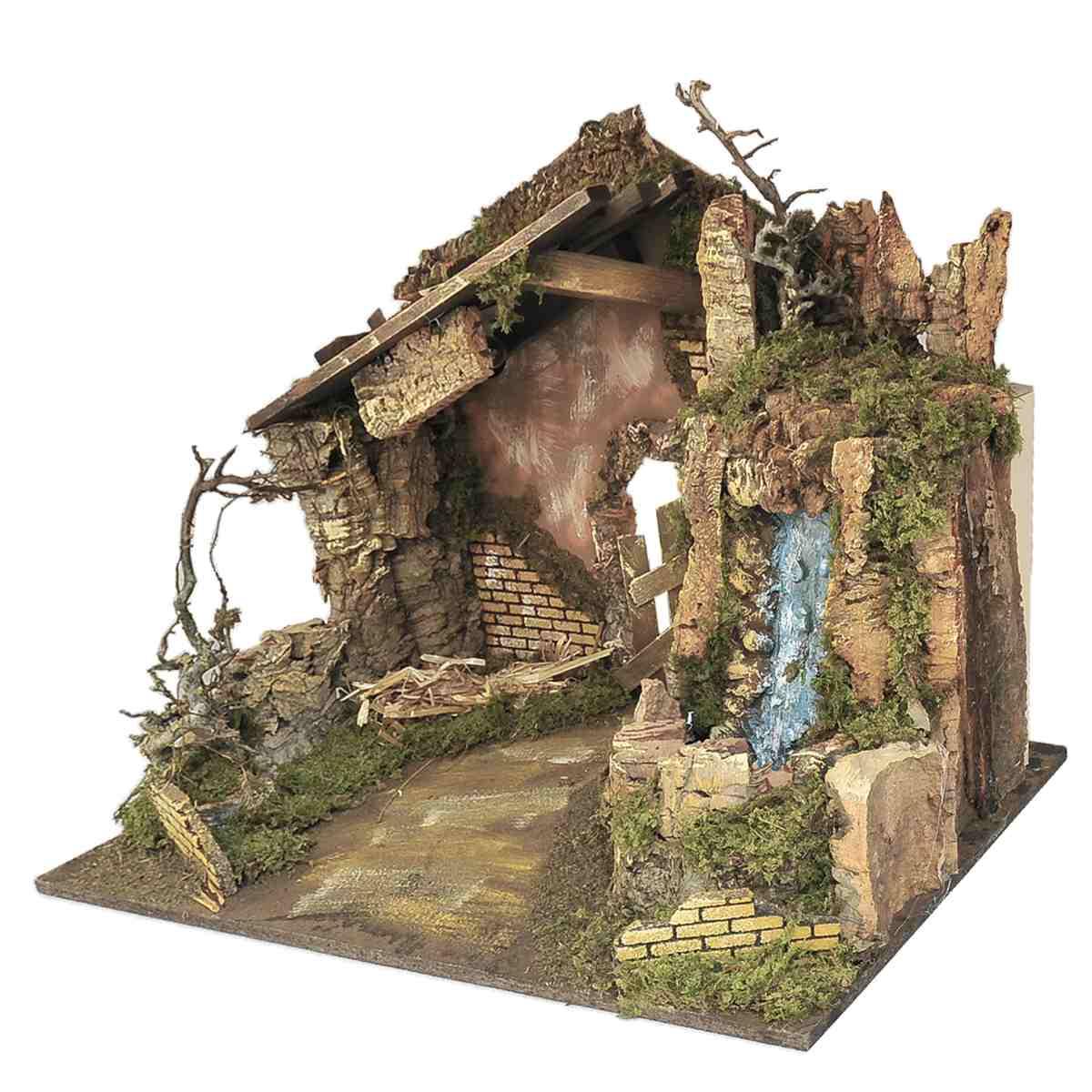 Capanna Legno con Luci Cascata cm.60x34x43 | Rossi Rosa