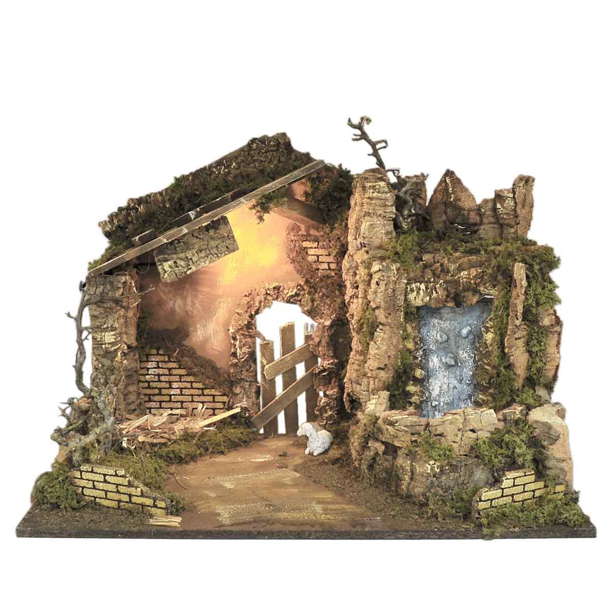 Capanna Legno con Luci Cascata cm.60x34x43 | Rossi Rosa