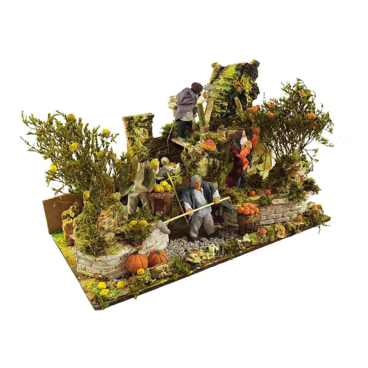 Contadini con 4 Figure in Movimento cm.50x27x32 | Rossi Rosa