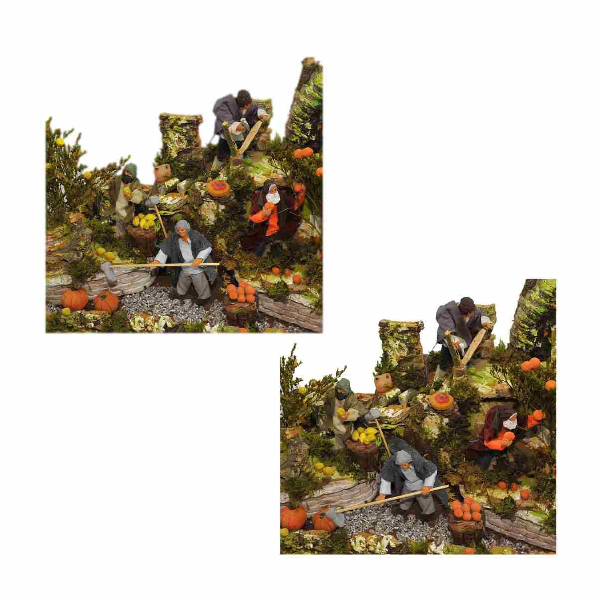 Contadini con 4 Figure in Movimento cm.50x27x32 | Rossi Rosa