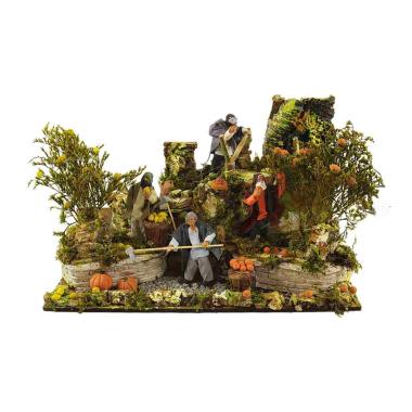 Contadini con 4 Figure in Movimento cm.50x27x32 | Rossi Rosa