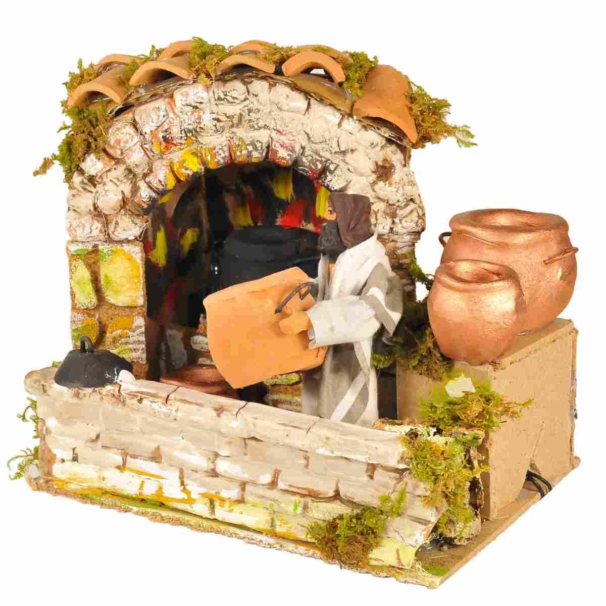 Statua con Movimento - Pastore Uomo Che Cucina cm.20 | Rossi Rosa