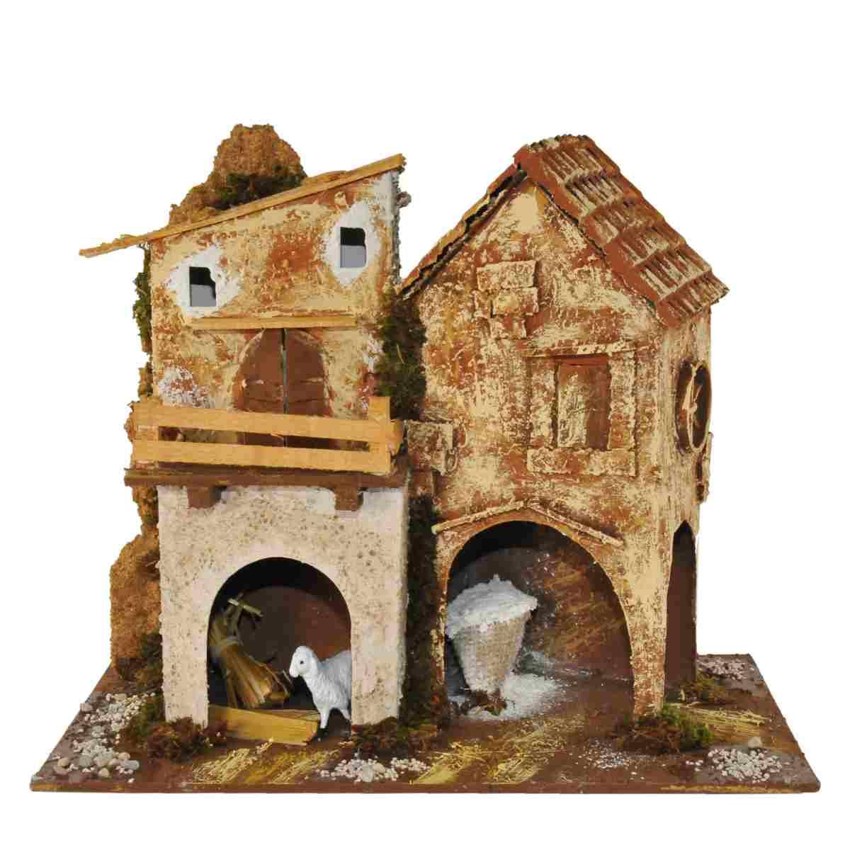 Casetta con Stalla e Rimessaggio cm.28x15x24 | Rossi Rosa