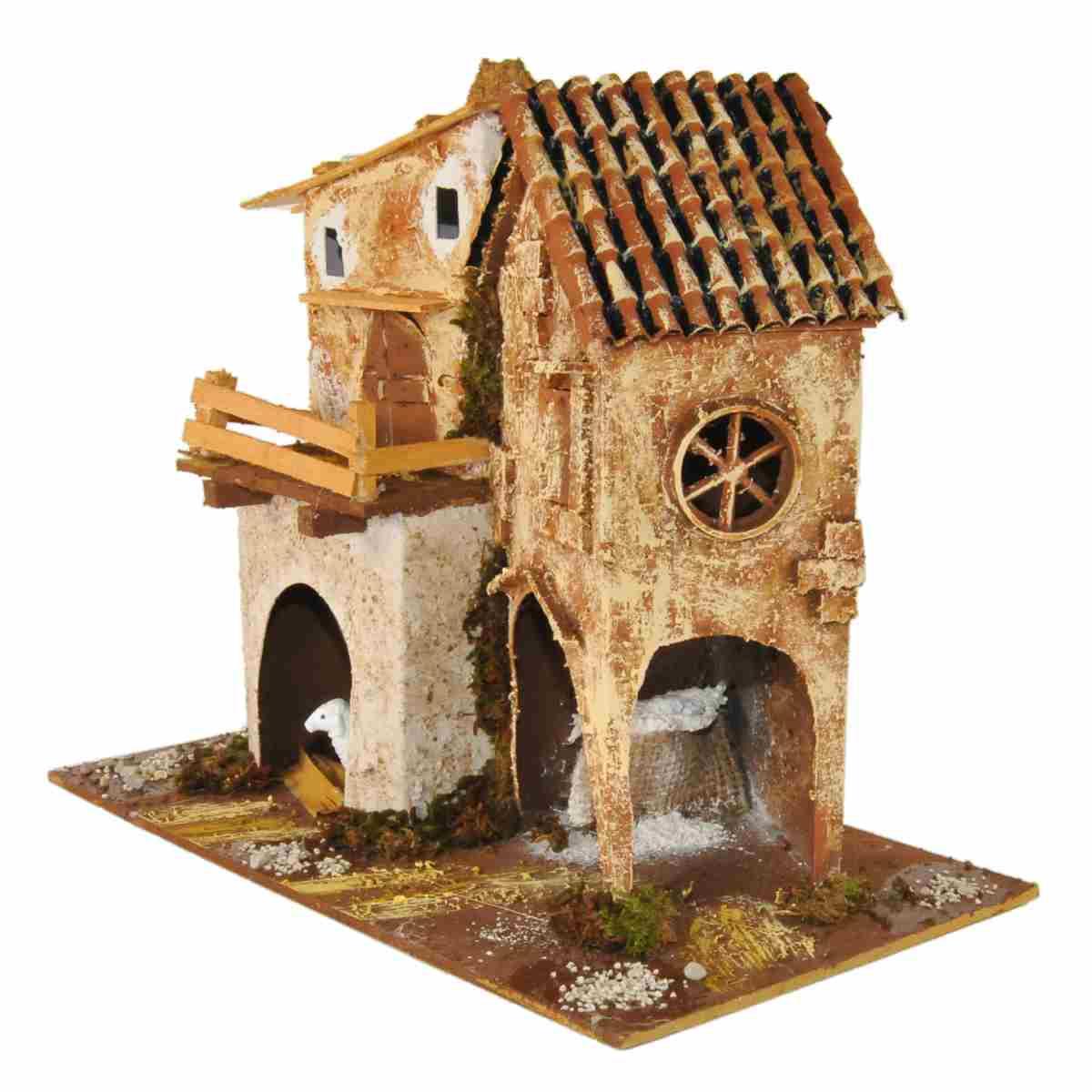 Casetta con Stalla e Rimessaggio cm.28x15x24 | Rossi Rosa