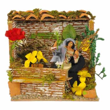 Statua con Movimento - Fioraia cm.12 | Rossi Rosa