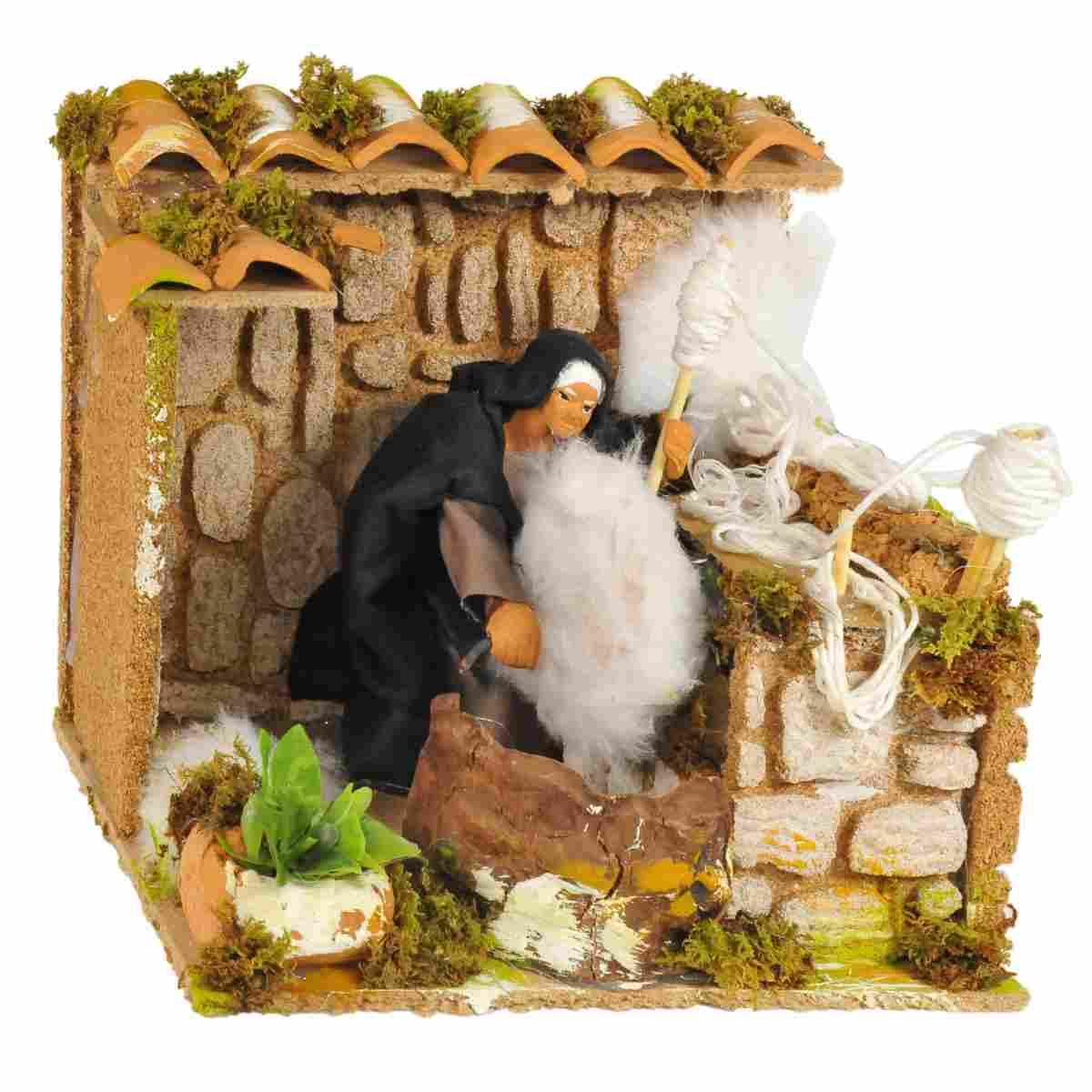 Statua con Movimento - Filatore cm.12 della Ruota cm.20x14x16 | Rossi Rosa