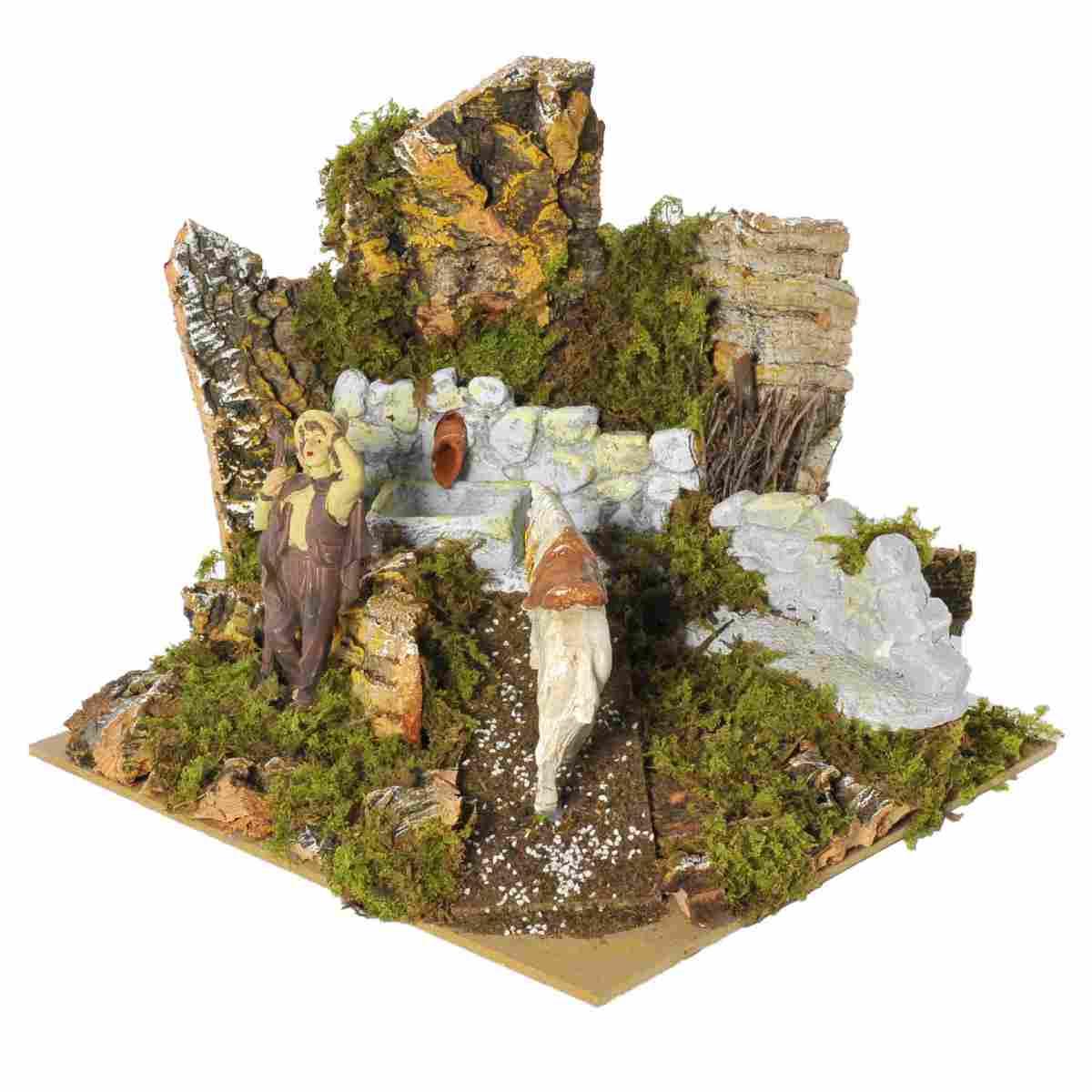 Fontana Elettrica con Cavallo e Pastore cm.24x22x20 | Rossi Rosa