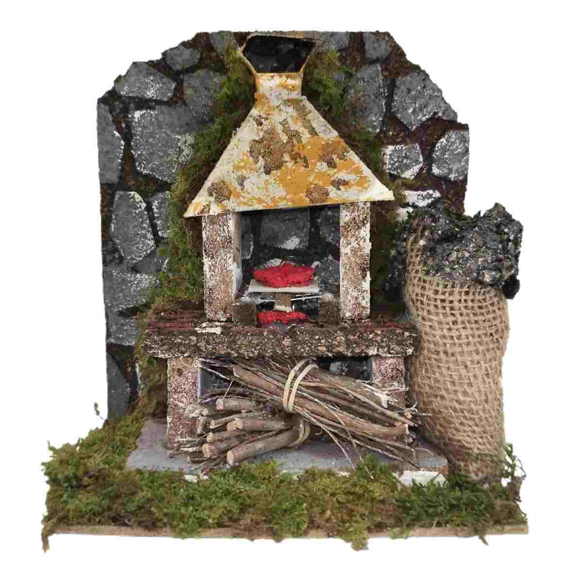 Forno a Legna con Luce Effetto Fiamma cm.18 | Rossi Rosa