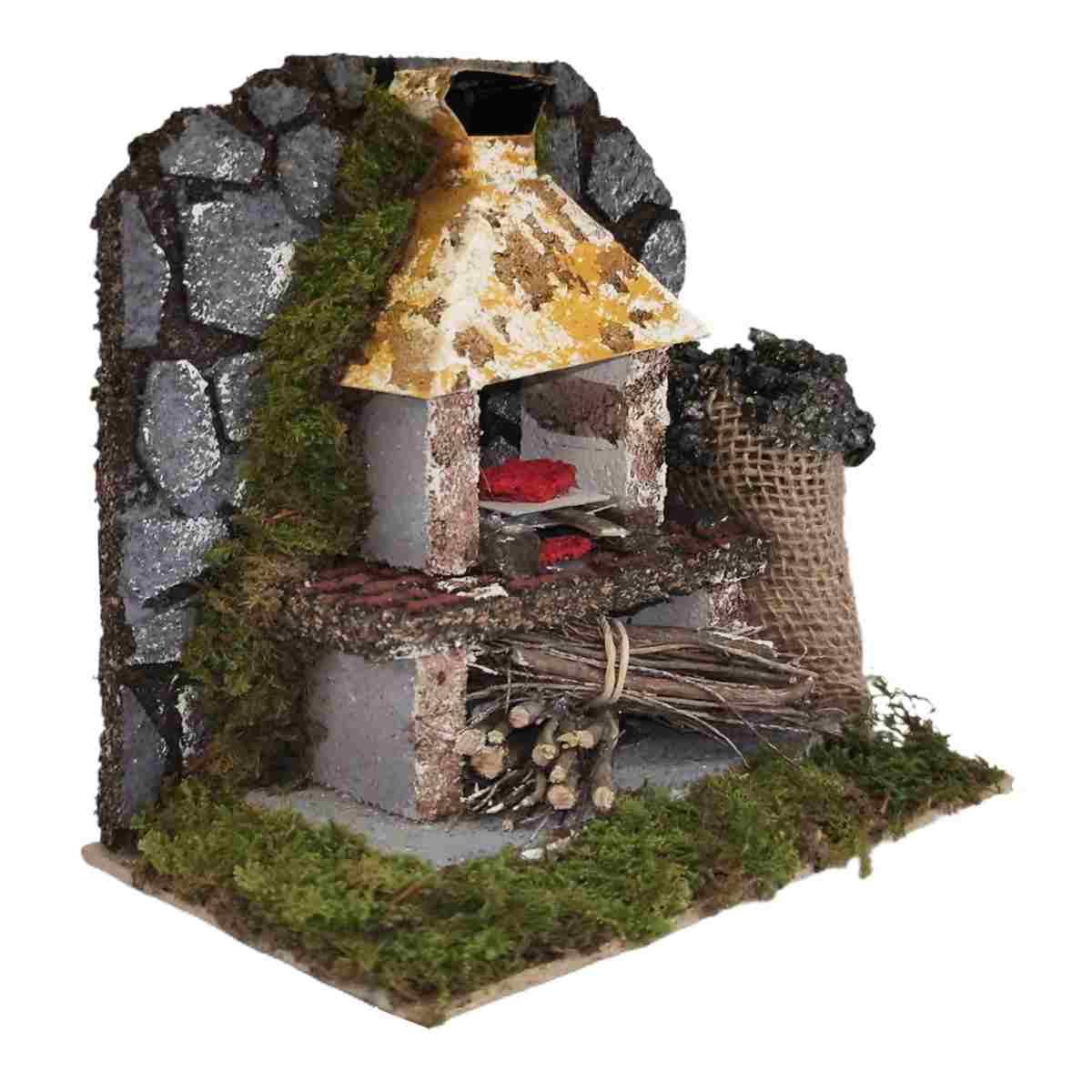 Forno a Legna con Luce Effetto Fiamma cm.18 | Rossi Rosa