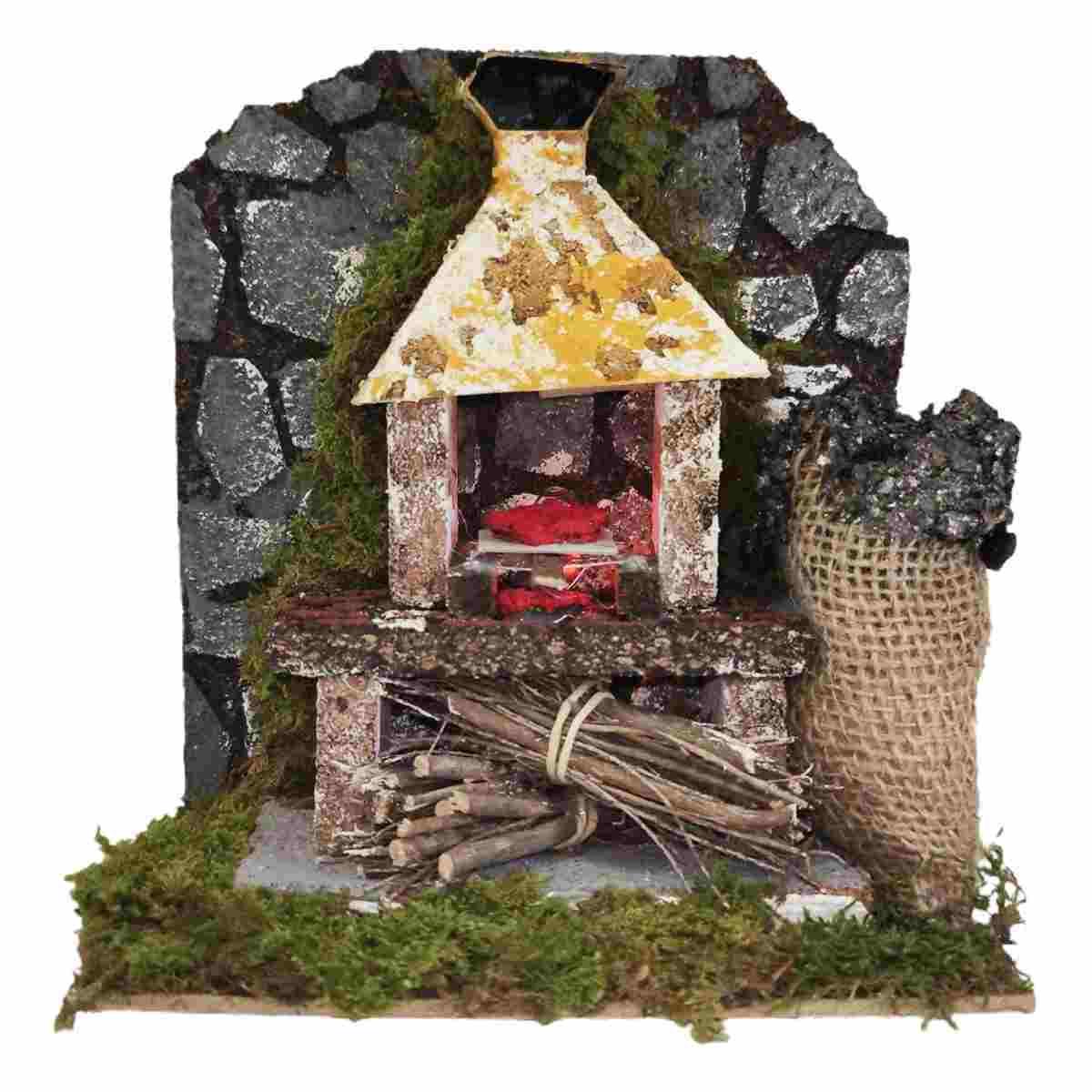 Forno a Legna con Luce Effetto Fiamma cm.18 | Rossi Rosa