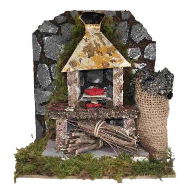 Forno a Legna con Luce Effetto Fiamma cm.18 | Rossi Rosa