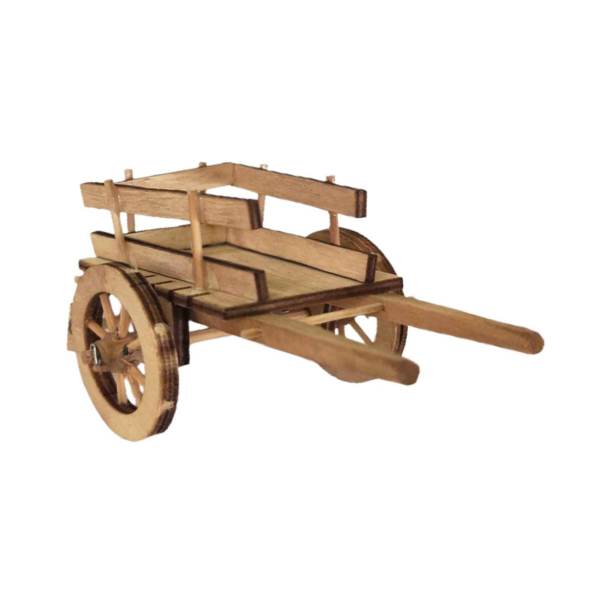 Carretto Legno con 2 Ruote Contadino cm.13x8x6 | Rossi Rosa