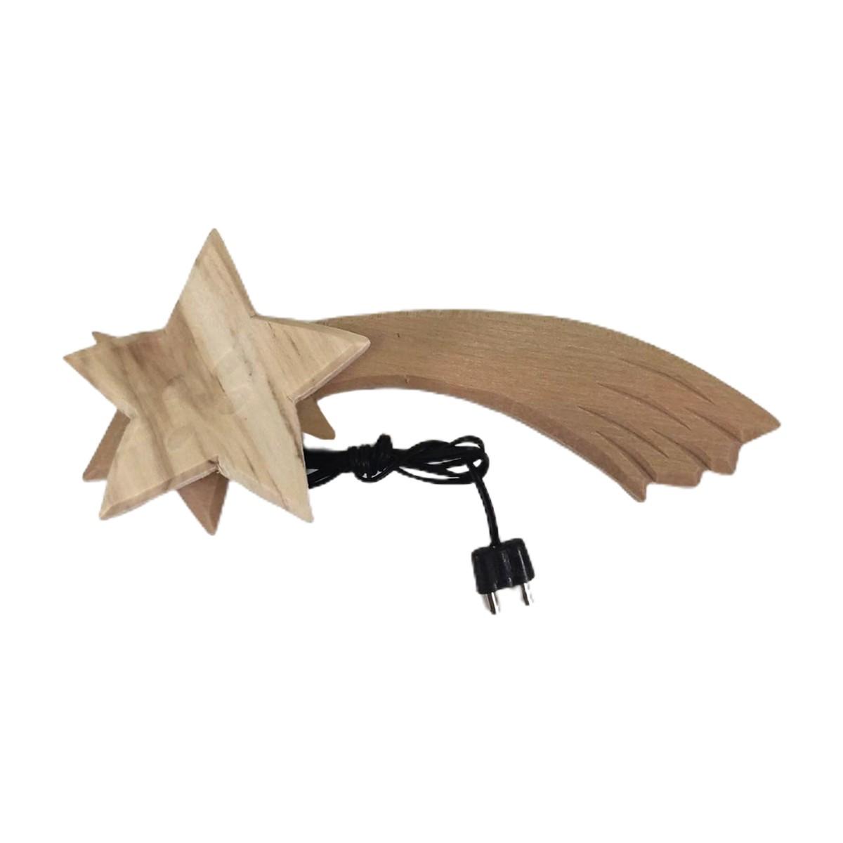 Stella Cometa Legno con Spina 3,5V cm.14 | Rossi Rosa