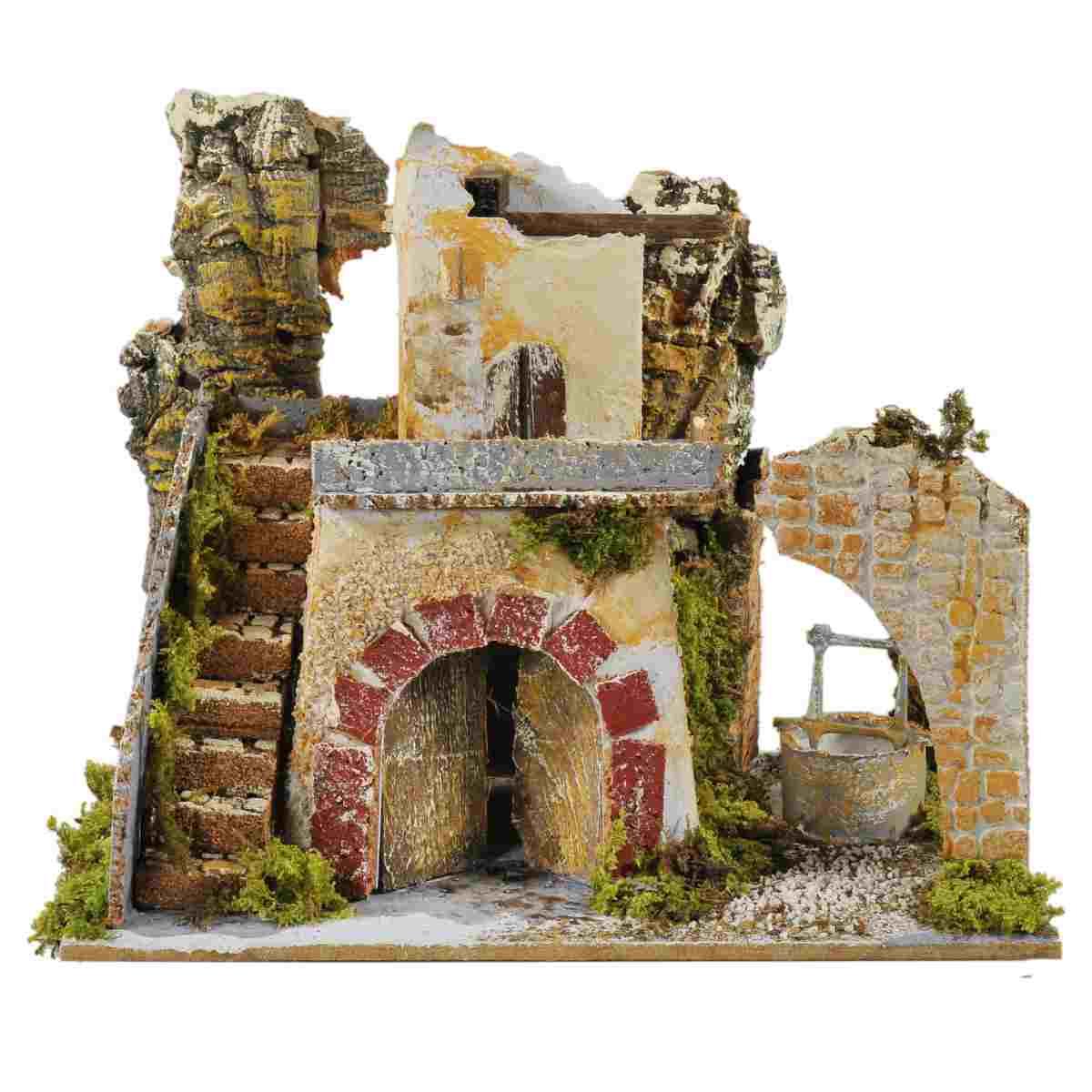 Casetta Torretta con Mezzo Arco cm.20x14x17 | Rossi Rosa