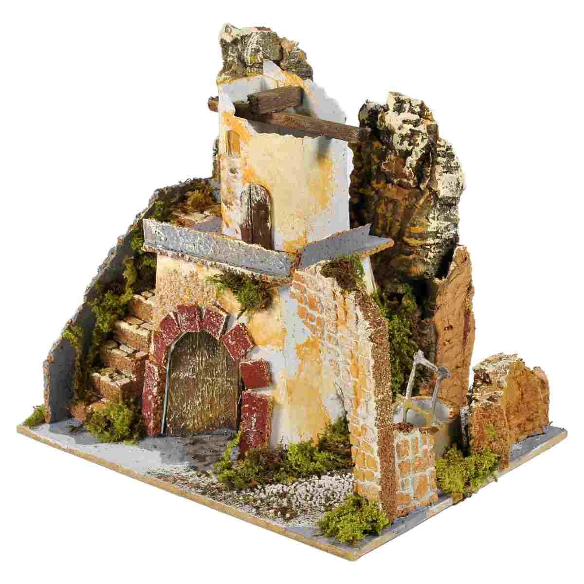 Casetta Torretta con Mezzo Arco cm.20x14x17 | Rossi Rosa