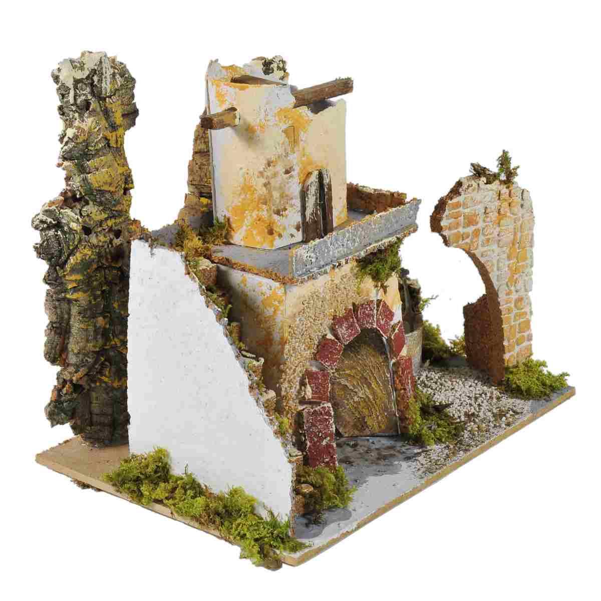 Casetta Torretta con Mezzo Arco cm.20x14x17 | Rossi Rosa