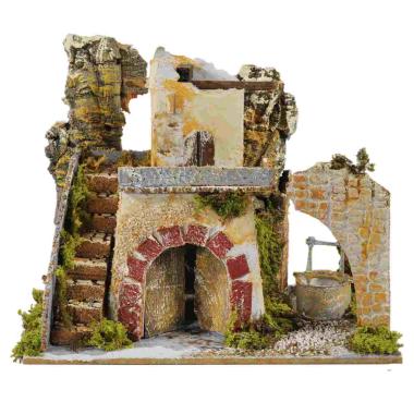 Casetta Torretta con Mezzo Arco cm.20x14x17 | Rossi Rosa