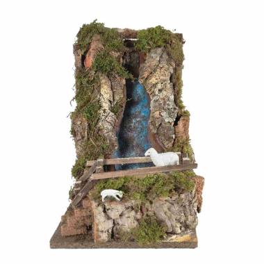 Cascata Elettrica a Acqua con Ruscello con Ponte e Pompa cm.33x18x29 | Rossi Rosa