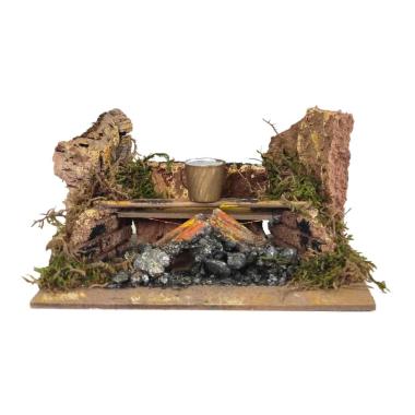 Fuoco Elettrico Effetto Fiamma con Secchiello cm.15x10x15 | Rossi Rosa