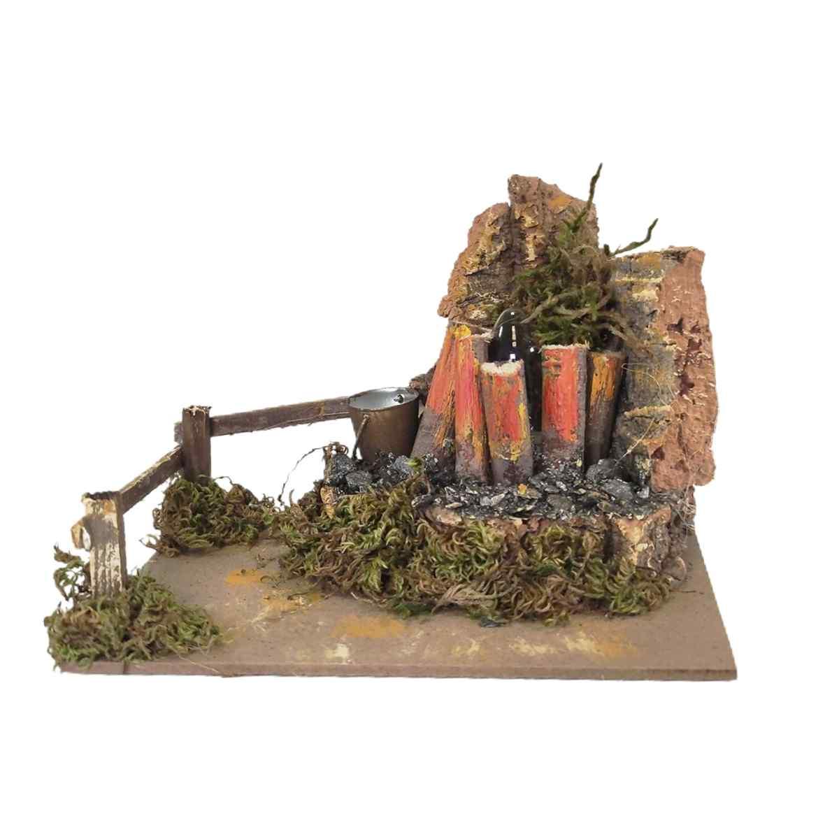 Fuoco Elettrico Effetto Fiamma con Secchiello cm.15x10x15 | Rossi Rosa