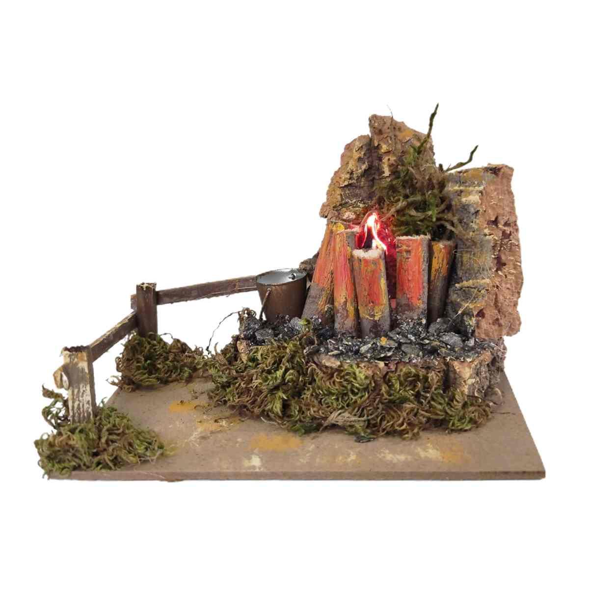 Fuoco Elettrico Effetto Fiamma con Secchiello cm.15x10x15 | Rossi Rosa