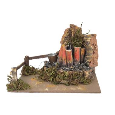 Fuoco Elettrico Effetto Fiamma con Secchiello cm.15x10x15 | Rossi Rosa