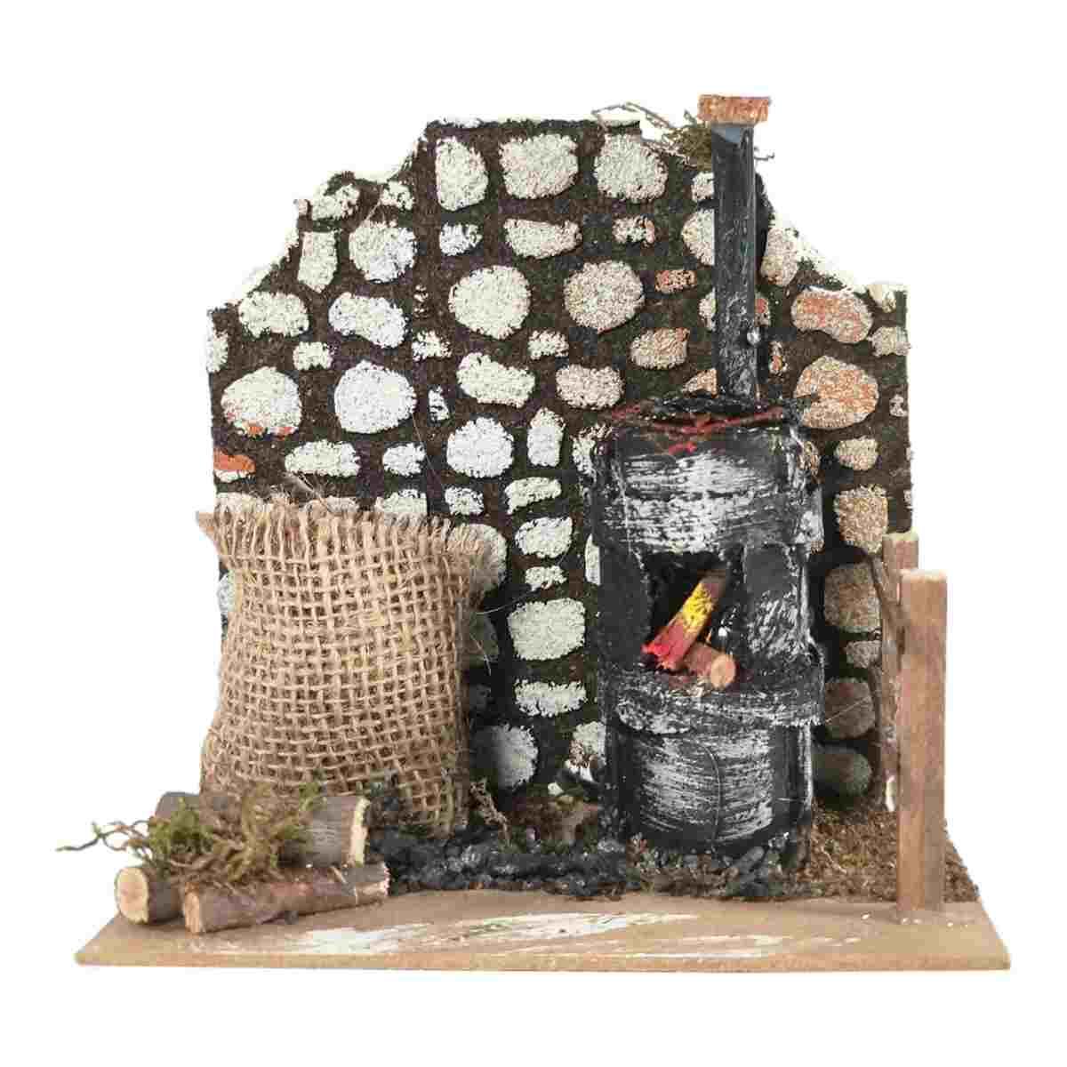 Fuoco Elettrico Effetto Fiamma con Castagnaro cm.10x15x15 | Rossi Rosa