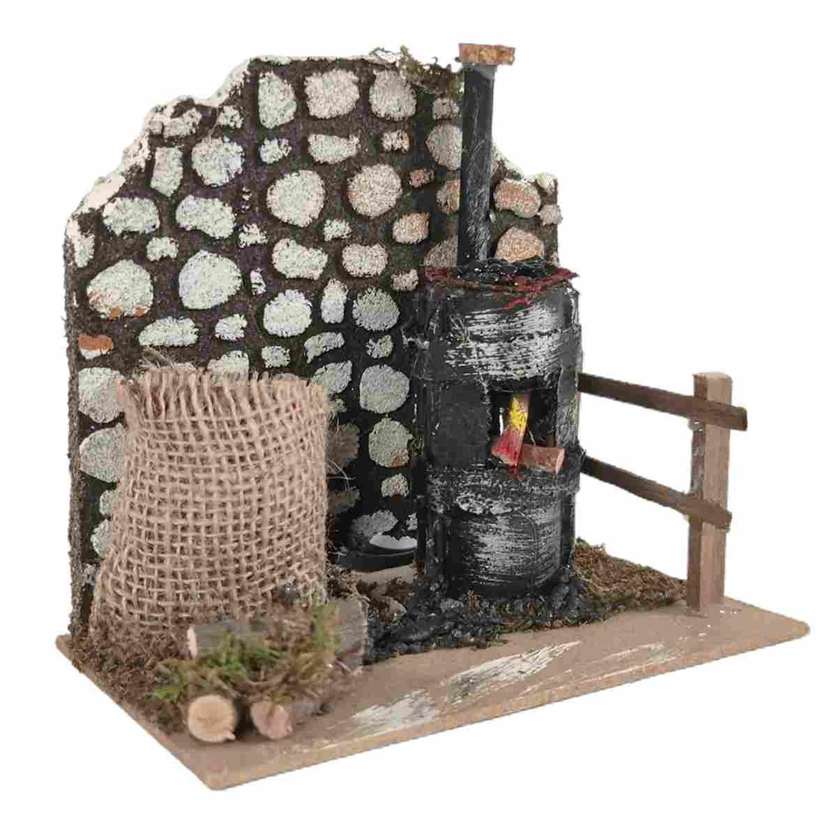 Fuoco Elettrico Effetto Fiamma con Castagnaro cm.10x15x15 | Rossi Rosa