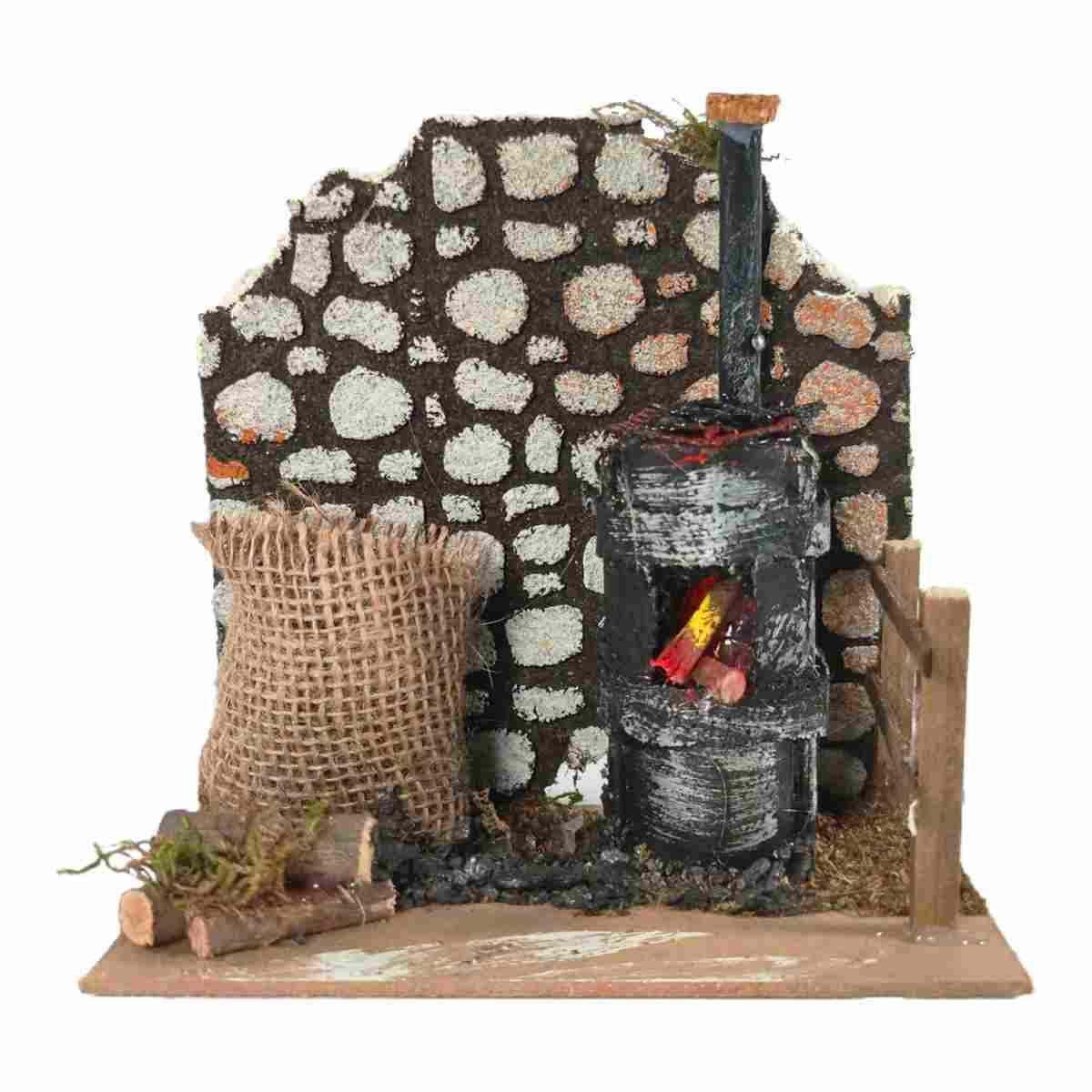 Fuoco Elettrico Effetto Fiamma con Castagnaro cm.10x15x15 | Rossi Rosa