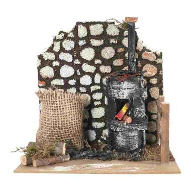 Fuoco Elettrico Effetto Fiamma con Castagnaro cm.10x15x15 | Rossi Rosa