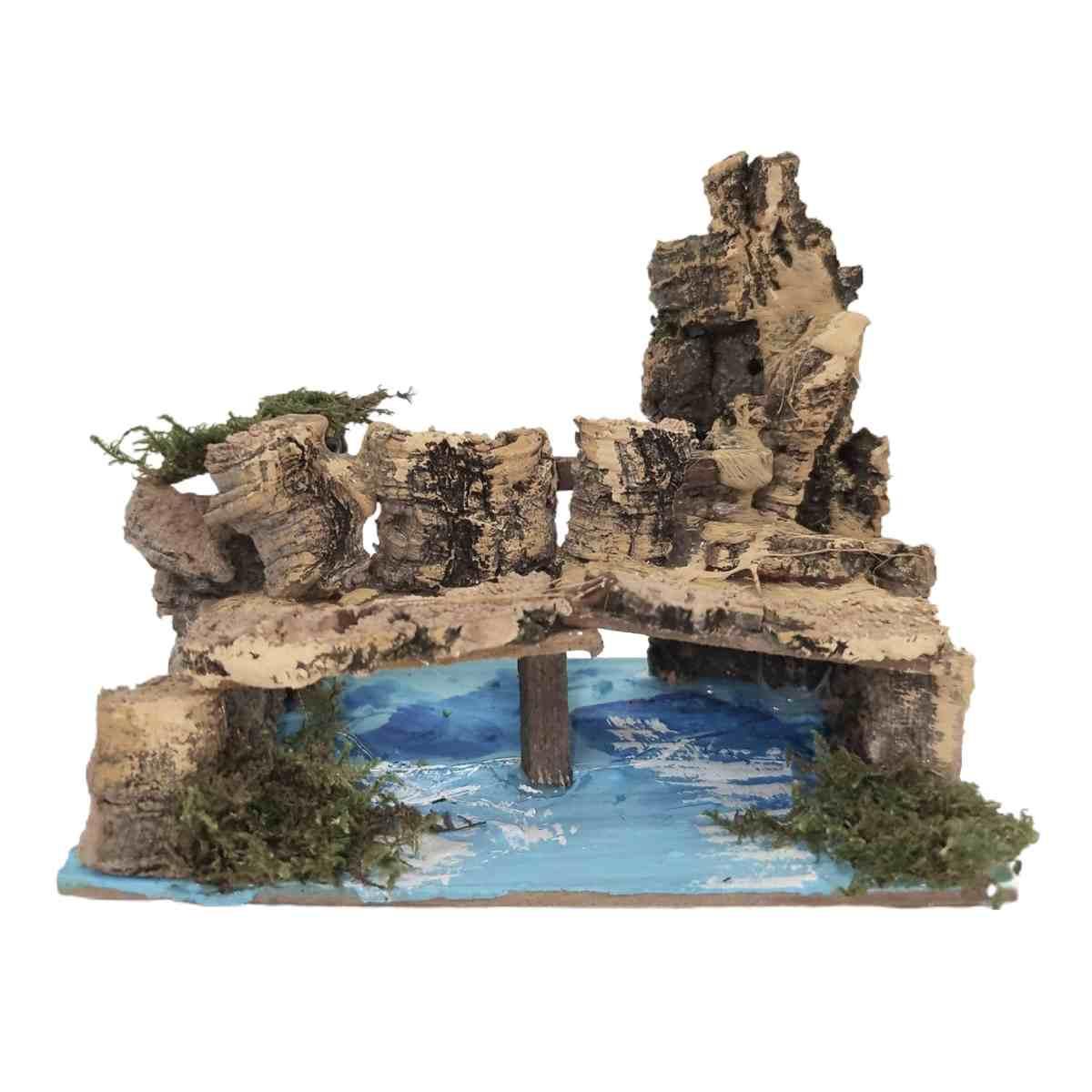 Ponte Legno su Fiume cm.15x10x11 | Rossi Rosa