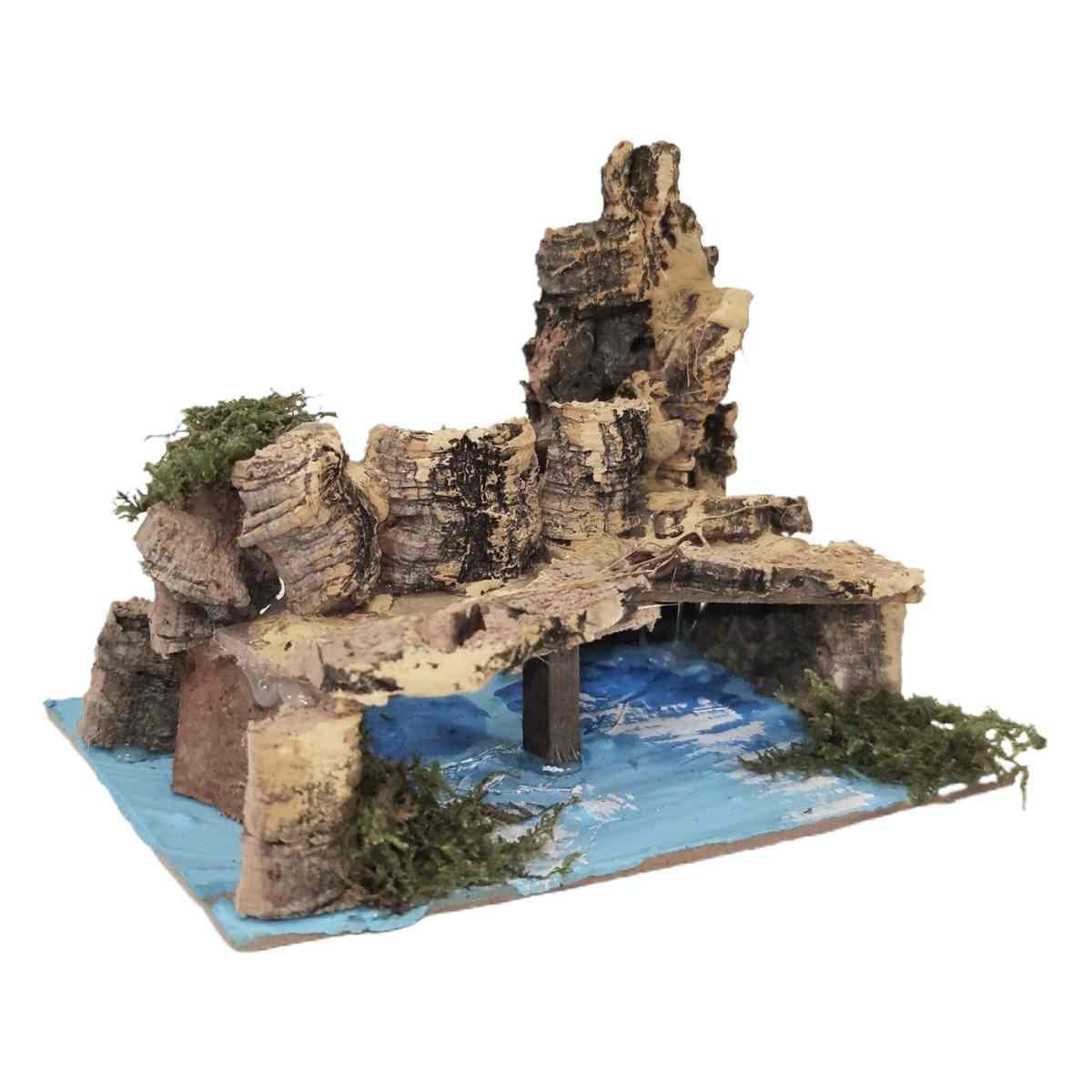 Ponte Legno su Fiume cm.15x10x11 | Rossi Rosa