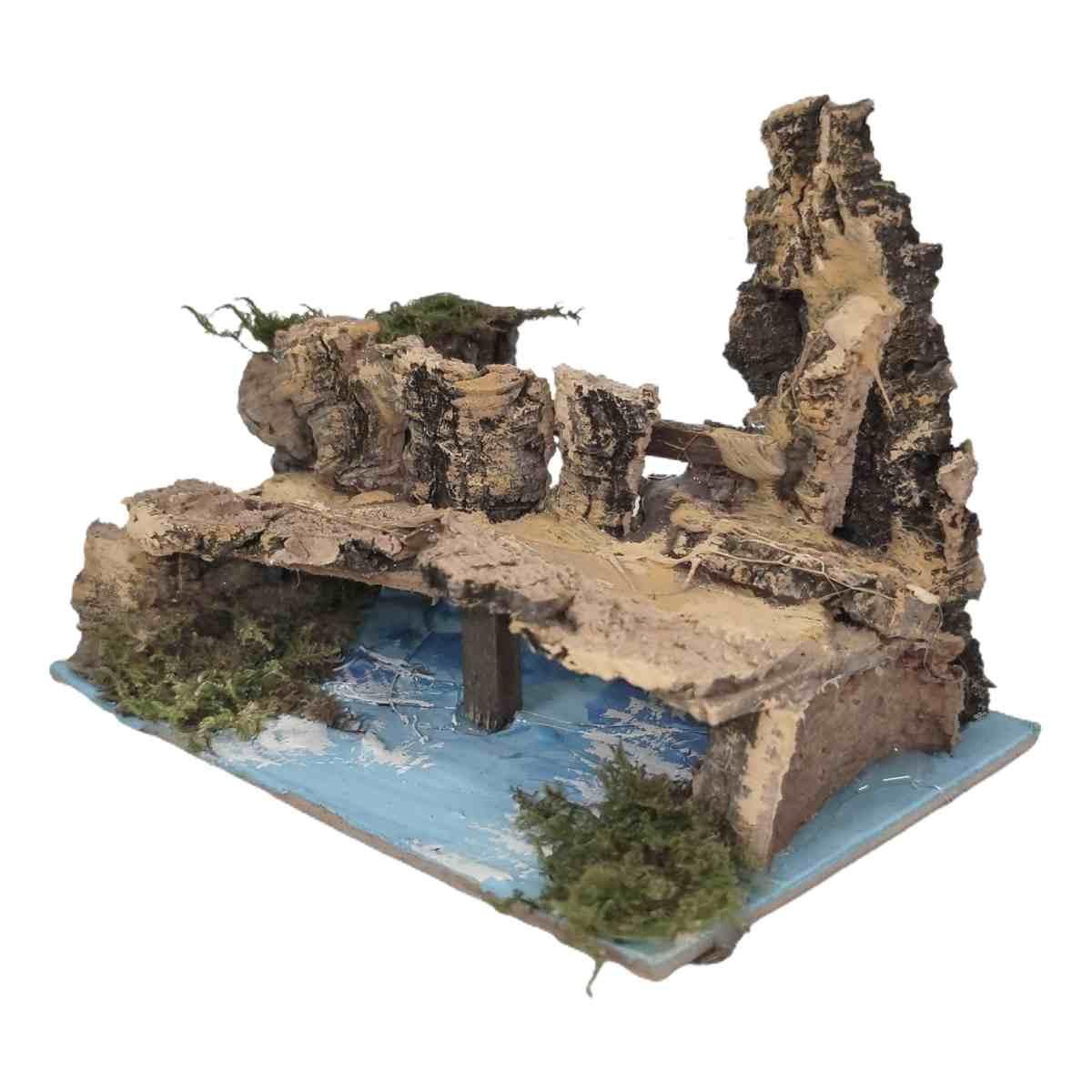 Ponte Legno su Fiume cm.15x10x11 | Rossi Rosa