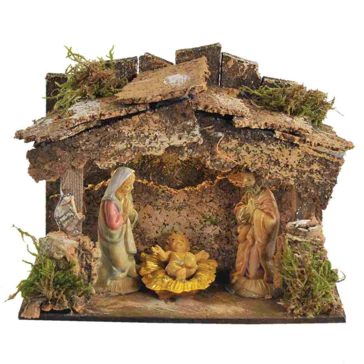 Capanna Legno con Luci Nativit cm.6 15x10x11,5 | Rossi Rosa